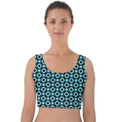 Mazipoodles Blue Donuts Polka Dot Velvet Crop Top by Mazipoodles