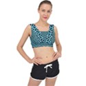 Mazipoodles Blue Donuts Polka Dot V-Back Sports Bra View1