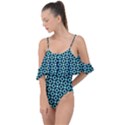 Mazipoodles Blue Donuts Polka Dot Drape Piece Swimsuit View1