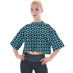 Mazipoodles Blue Donuts Polka Dot Mock Neck Tee by Mazipoodles