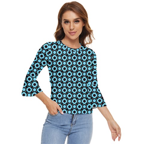 Mazipoodles Blue Donuts Polka Dot Bell Sleeve Top by Mazipoodles