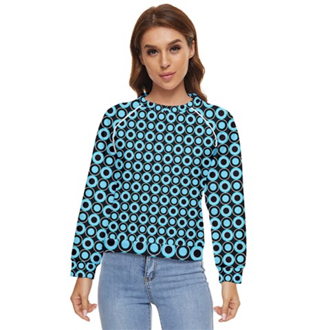 Mazipoodles Blue Donuts Polka Dot Women s Long Sleeve Raglan Tee by Mazipoodles