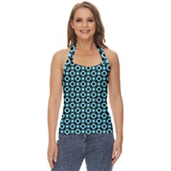 Mazipoodles Blue Donuts Polka Dot Basic Halter Top by Mazipoodles