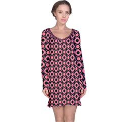 Mazipoodles Red Donuts Polka Dot  Long Sleeve Nightdress by Mazipoodles