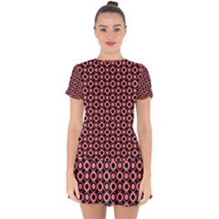 Mazipoodles Red Donuts Polka Dot  Drop Hem Mini Chiffon Dress by Mazipoodles