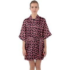 Mazipoodles Red Donuts Polka Dot  Half Sleeve Satin Kimono  by Mazipoodles