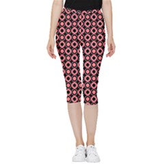 Mazipoodles Red Donuts Polka Dot  Inside Out Lightweight Velour Capri Leggings 