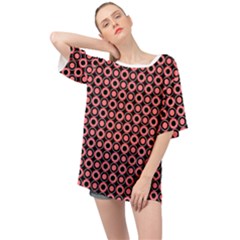 Mazipoodles Red Donuts Polka Dot  Oversized Chiffon Top by Mazipoodles