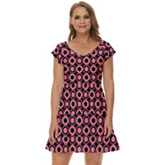 Mazipoodles Red Donuts Polka Dot  Short Sleeve Tiered Mini Dress by Mazipoodles