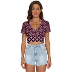 Mazipoodles Red Donuts Polka Dot  V-neck Crop Top by Mazipoodles