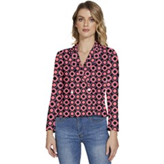 Mazipoodles Red Donuts Polka Dot  Women s Long Sleeve Revers Collar Cropped Jacket by Mazipoodles