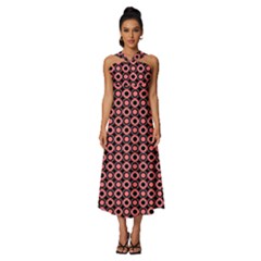 Mazipoodles Red Donuts Polka Dot  Sleeveless Cross Front Cocktail Midi Chiffon Dress by Mazipoodles