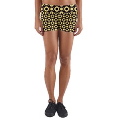  Mazipoodles Yellow Donuts Polka Dot Yoga Shorts by Mazipoodles