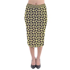  Mazipoodles Yellow Donuts Polka Dot Velvet Midi Pencil Skirt by Mazipoodles