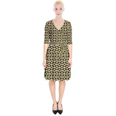  Mazipoodles Yellow Donuts Polka Dot Wrap Up Cocktail Dress by Mazipoodles