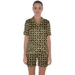  Mazipoodles Yellow Donuts Polka Dot Satin Short Sleeve Pajamas Set by Mazipoodles