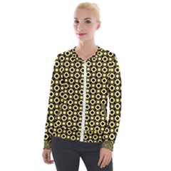  Mazipoodles Yellow Donuts Polka Dot Velvet Zip Up Jacket by Mazipoodles