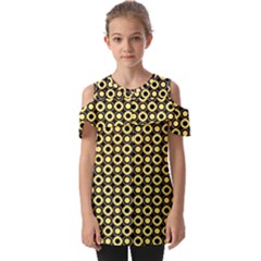  Mazipoodles Yellow Donuts Polka Dot Fold Over Open Sleeve Top by Mazipoodles