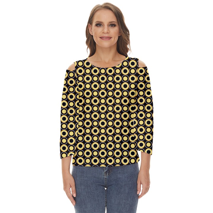  Mazipoodles Yellow Donuts Polka Dot Cut Out Wide Sleeve Top