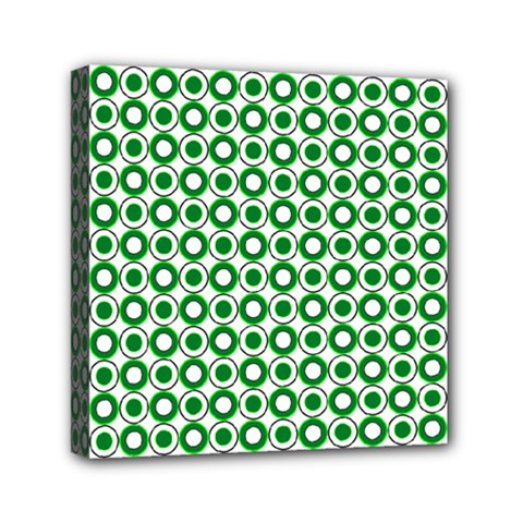 Mazipoodles Green White Donuts Polka Dot  Mini Canvas 6  X 6  (stretched) by Mazipoodles