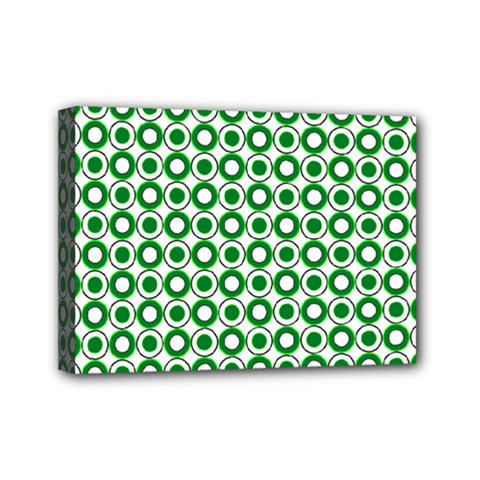 Mazipoodles Green White Donuts Polka Dot  Mini Canvas 7  X 5  (stretched) by Mazipoodles