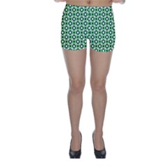 Mazipoodles Green White Donuts Polka Dot  Skinny Shorts by Mazipoodles