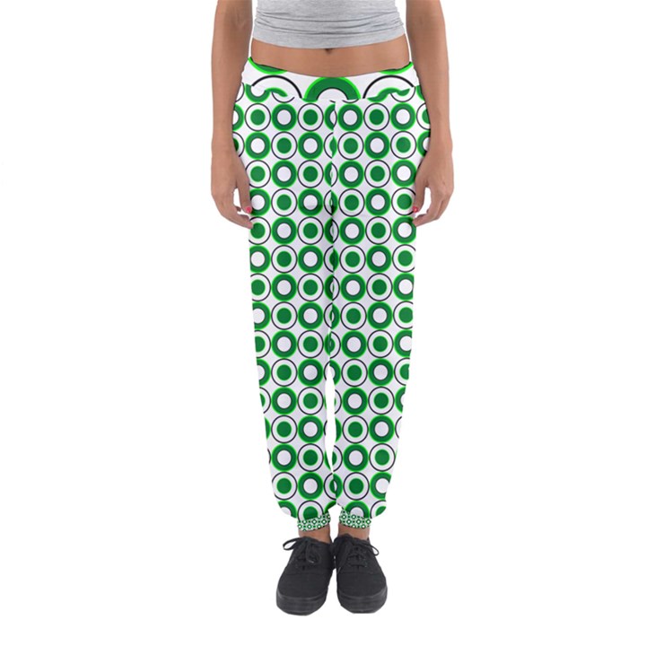 Mazipoodles Green White Donuts Polka Dot  Women s Jogger Sweatpants