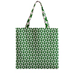 Mazipoodles Green White Donuts Polka Dot  Zipper Grocery Tote Bag by Mazipoodles