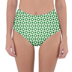 Mazipoodles Green White Donuts Polka Dot  Reversible High-waist Bikini Bottoms by Mazipoodles