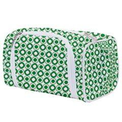 Mazipoodles Green White Donuts Polka Dot  Toiletries Pouch by Mazipoodles