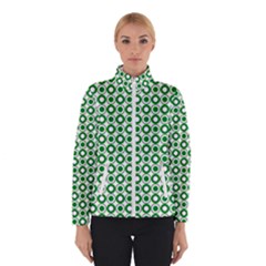 Mazipoodles Green White Donuts Polka Dot  Women s Bomber Jacket