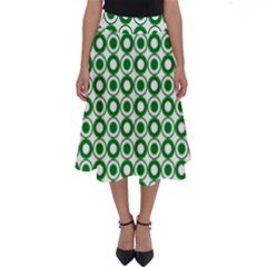 Mazipoodles Green White Donuts Polka Dot  Perfect Length Midi Skirt by Mazipoodles