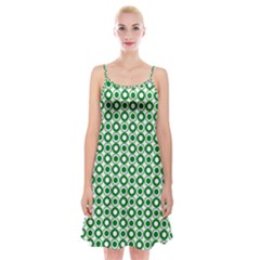 Mazipoodles Green White Donuts Polka Dot  Spaghetti Strap Velvet Dress