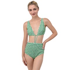 Mazipoodles Green White Donuts Polka Dot  Tied Up Two Piece Swimsuit by Mazipoodles