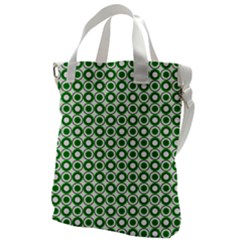 Mazipoodles Green White Donuts Polka Dot  Canvas Messenger Bag by Mazipoodles