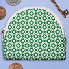 Mazipoodles Green White Donuts Polka Dot  Horseshoe Style Canvas Pouch by Mazipoodles