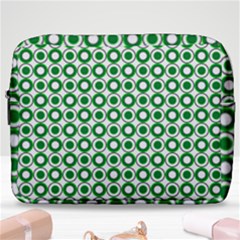 Mazipoodles Green White Donuts Polka Dot  Make Up Pouch (large) by Mazipoodles