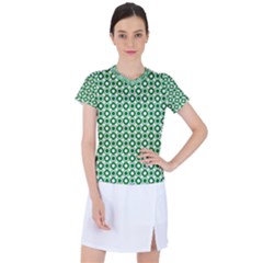 Mazipoodles Green White Donuts Polka Dot  Women s Sports Top by Mazipoodles