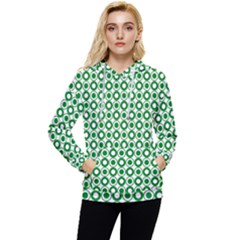 Mazipoodles Green White Donuts Polka Dot  Women s Lightweight Drawstring Hoodie