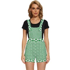 Mazipoodles Green White Donuts Polka Dot  Short Overalls by Mazipoodles