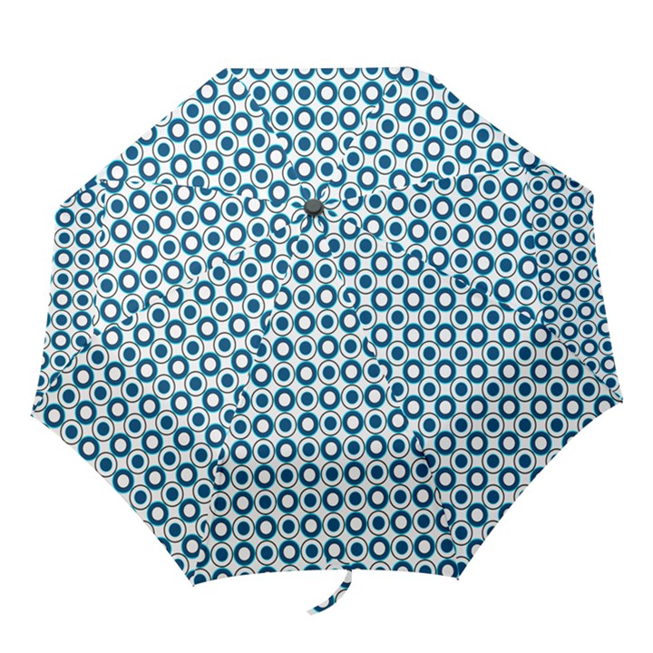 Mazipoodles Dusty Duck Egg Blue White Donuts Polka Dot Folding Umbrellas