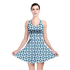 Mazipoodles Dusty Duck Egg Blue White Donuts Polka Dot Reversible Skater Dress by Mazipoodles