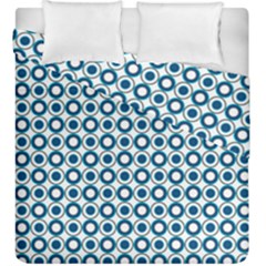 Mazipoodles Dusty Duck Egg Blue White Donuts Polka Dot Duvet Cover Double Side (king Size) by Mazipoodles