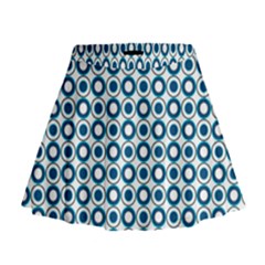 Mazipoodles Dusty Duck Egg Blue White Donuts Polka Dot Mini Flare Skirt by Mazipoodles