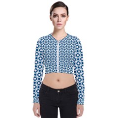 Mazipoodles Dusty Duck Egg Blue White Donuts Polka Dot Long Sleeve Zip Up Bomber Jacket by Mazipoodles