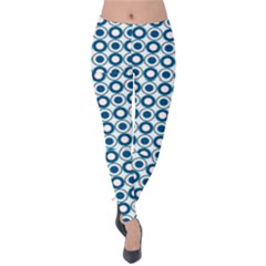 Mazipoodles Dusty Duck Egg Blue White Donuts Polka Dot Velvet Leggings