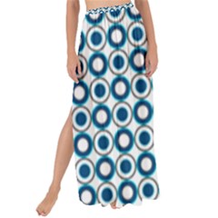 Mazipoodles Dusty Duck Egg Blue White Donuts Polka Dot Maxi Chiffon Tie-up Sarong by Mazipoodles