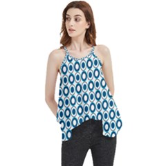 Mazipoodles Dusty Duck Egg Blue White Donuts Polka Dot Flowy Camisole Tank Top by Mazipoodles