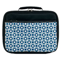 Mazipoodles Dusty Duck Egg Blue White Donuts Polka Dot Lunch Bag by Mazipoodles