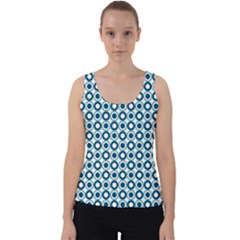 Mazipoodles Dusty Duck Egg Blue White Donuts Polka Dot Velvet Tank Top by Mazipoodles